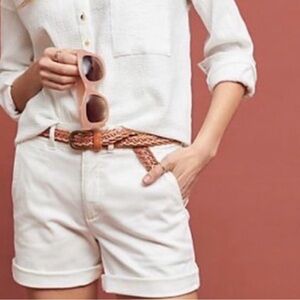 Anthropologie women’s White Relaxed Fit Chino Short Sz 27